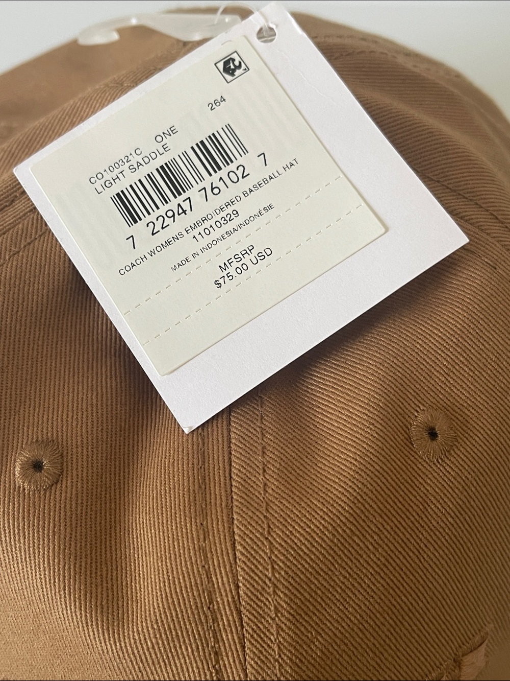 Coach Light Saddle Brown Embroidered Logo Baseball Cap - Picture 2 of 5